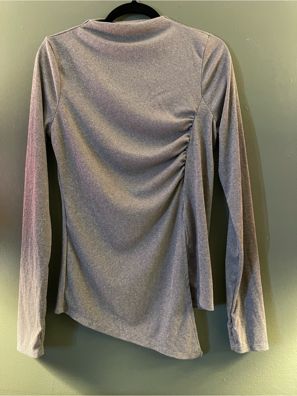 Fashion Nova Gray Long Sleeve Ruched Side Top